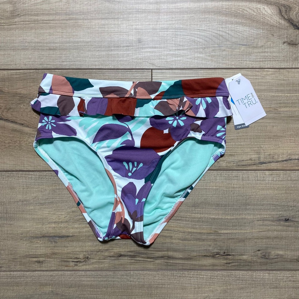 Time and Tru Womens  Missy Contemporary Separate Bikini Bottom Size S 4-6 Floral
